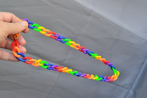 NOS 80s Rainbow Charm Necklace Rainbow Jewelry Pl… - image 2