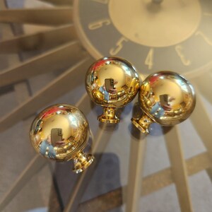 NOS 1 x Vtg Ball Knob 1.25" Polished Solid Brass Sphere Liberty Avante MCM Danish Midcentury Modern Drawer Pull Round Metal Hollow 74 Avail