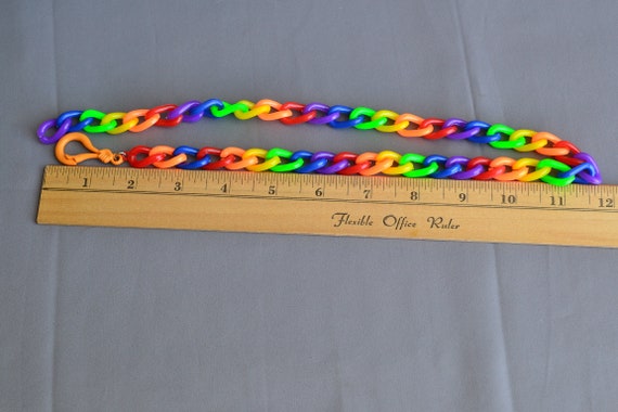 NOS 80s Rainbow Charm Necklace Rainbow Jewelry Pl… - image 9