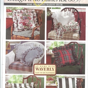90s Butterick 6097 Uncut PATTERN At Home With Waverly Home Decorating Throw Pillows Pattern 8 Different Styles Square Round Heart Bolster