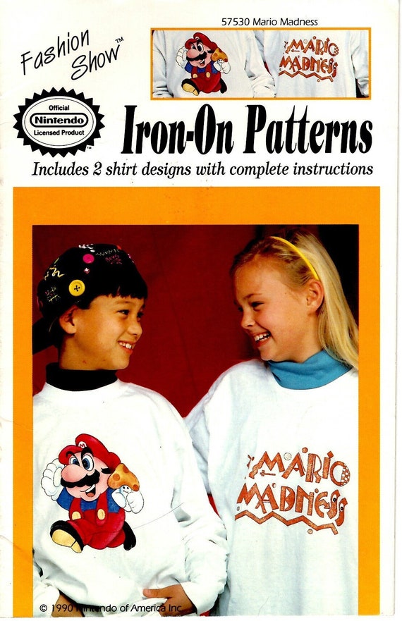 1990 Licensed Nintendo Iron on Transfers Super Mario Bros Mario