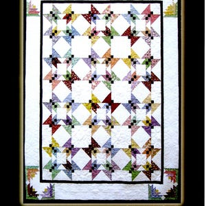 Pieced Butterflies Quilt Uncut PATTERN 62x78" Butterfly Doe Si Doe Judy Reynolds Black Cat Creations Scrappy Butterflies Quilt Lap Throw
