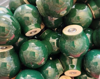 1 x Vtg Ball Knob Dark Green 1 3/8" Porcelain Cabinet Drawer Pull Bulbous Small Round Ceramic Knob Hardware Farmhouse Shabby 51 Avail