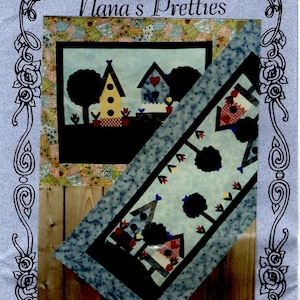 Bird House Mini Quilt Uncut PATTERN Small Wall Hanging 24x28&quot; Table Topper Runner Nana&#39;s Pretties Brrdie Spring Has Sprung Applique Quilt