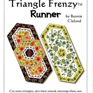 Quilted Table Runner Uncut PATTERN 22x50&quot; Triangle Frenzy Table Topper Bunnie Cleland Artistically Engineered Designs Wall Door Hanging