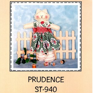 7&quot; Kitten Doll Uncut Pattern Tigue Folk Art Doll Prudence ST-940 Full Size Pieces + Instructions Muslin Stuffed Cat Doll Small Handmade Doll