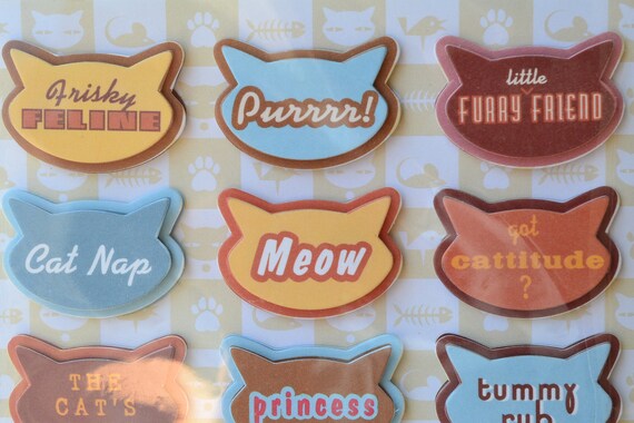 2 Packs Daisy Hill Dimensional Stickers Cat Words 3D Cat Face Heads & Balls of String Layered Die Cut Diecut Acid / Lignin Free Cat Lover