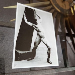 Vintage Beefcake Postcard Eugene Sandow Lifting Column Greek Bodybuilder Taschen Gay Interest Photo / Gay Photography / Physique Pictorial