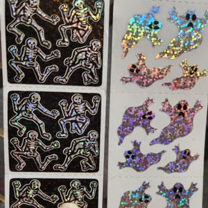 Hambly 4 Mods Glitter Stickers Large 2x2&quot; Prismatic Stickers Vending Machine Stickers Halloween Ghost Skeleton Stickers From the Roll Choose