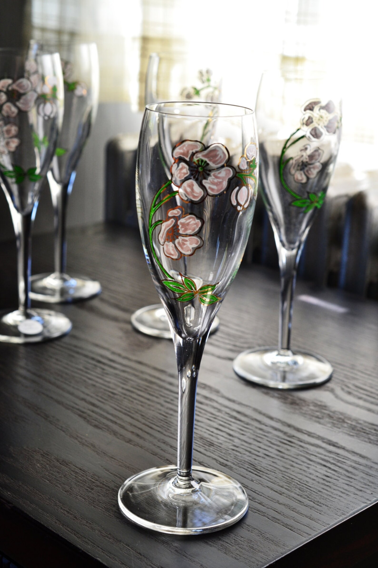 Perrier Jouet Champagne Flutes Lot Set of 4 Glasses Belle Etsy