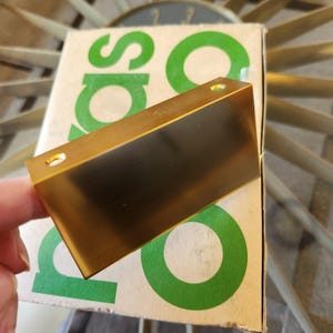 NOS 1 x Vtg Solid Brass Edge Pull Finger Pull Brushed Brass Drawer Pull 2.5&quot; Center Cabinet Handle Danish Modern Hardware Many Avail JAPAN