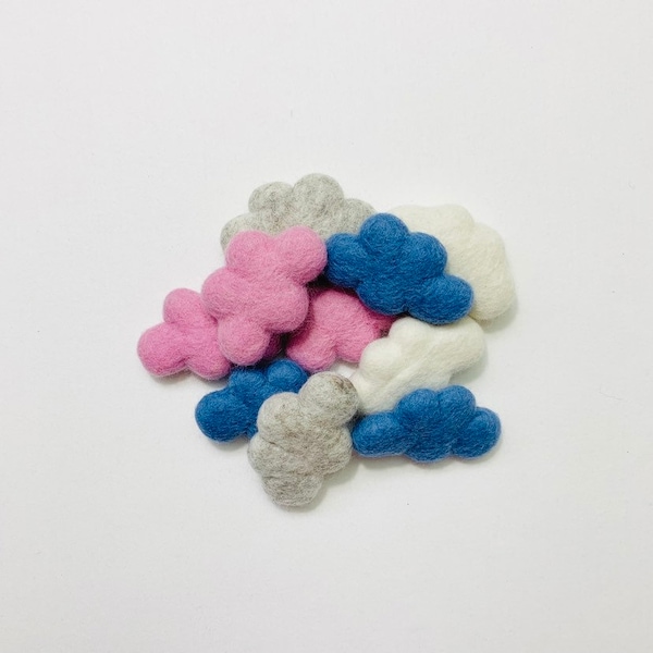 felt cloud, sky, wool felted clouds, nursery decor, baby mobile, DIY garland, craft supplies, homeschool crafts, photo prop