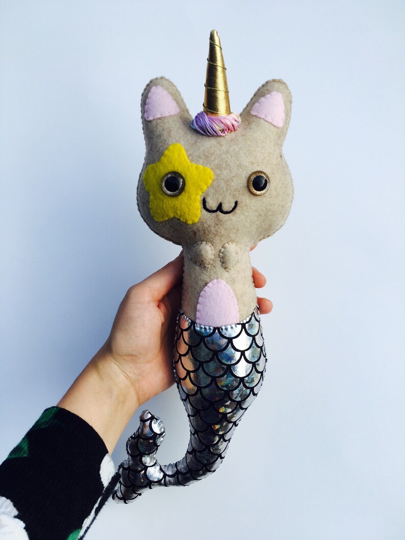 Unicorn Cat Mermaid purrmaid plushie felt unicorn toy | Etsy