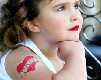 funny father's day gift for him, dad heart tattoo, men's gift from daughter, temporary tattoo for kids, red heart tattoo