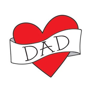 funny father's day gift for him, gift for dad from daughter, dad heart temporary tattoo, photoshoot prop, red heart tattoo for kids image 3