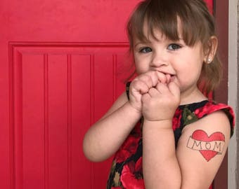 mother's day gift for mom, heart tattoo for kids, mothers day temporary tattoos, girl mom fake tattoo, funny gift for expectant mother