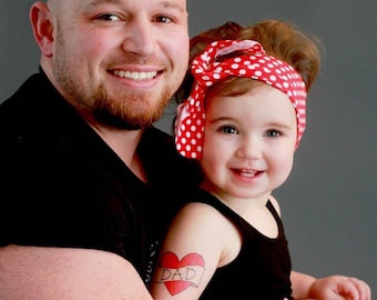 dad heart tattoo, funny father's day gift for him, dad temporary tattoo, men's gift for dad, photoshoot prop, gift from daughter
