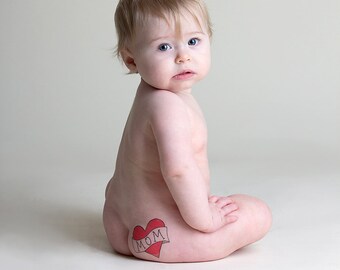 mom temporary tattoo, girl mom mothers day gift for her, gift from daughter, kids fake tattoo, heart tattoo for babies photography prop