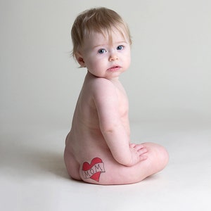 mom tattoo for kids, mother's day gift for her, red heart temporary tattoo, photography supply, children photoshoot prop, mom heart tattoo image 3