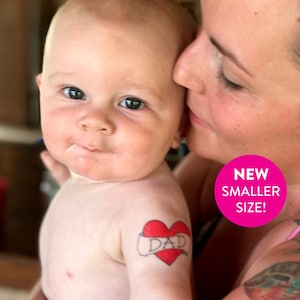 funny father&#39;s day gift for him, gift for new dad heart temporary tattoo, first fathers day gift from daughter, kids heart tattoo SMALL
