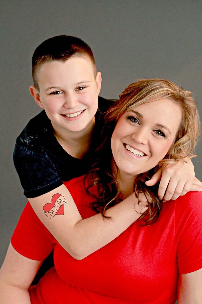 mothers day gift for mom, funny gift for her from kids, heart temporary tattoo, tattoo for children, photography photoshoot prop image 5