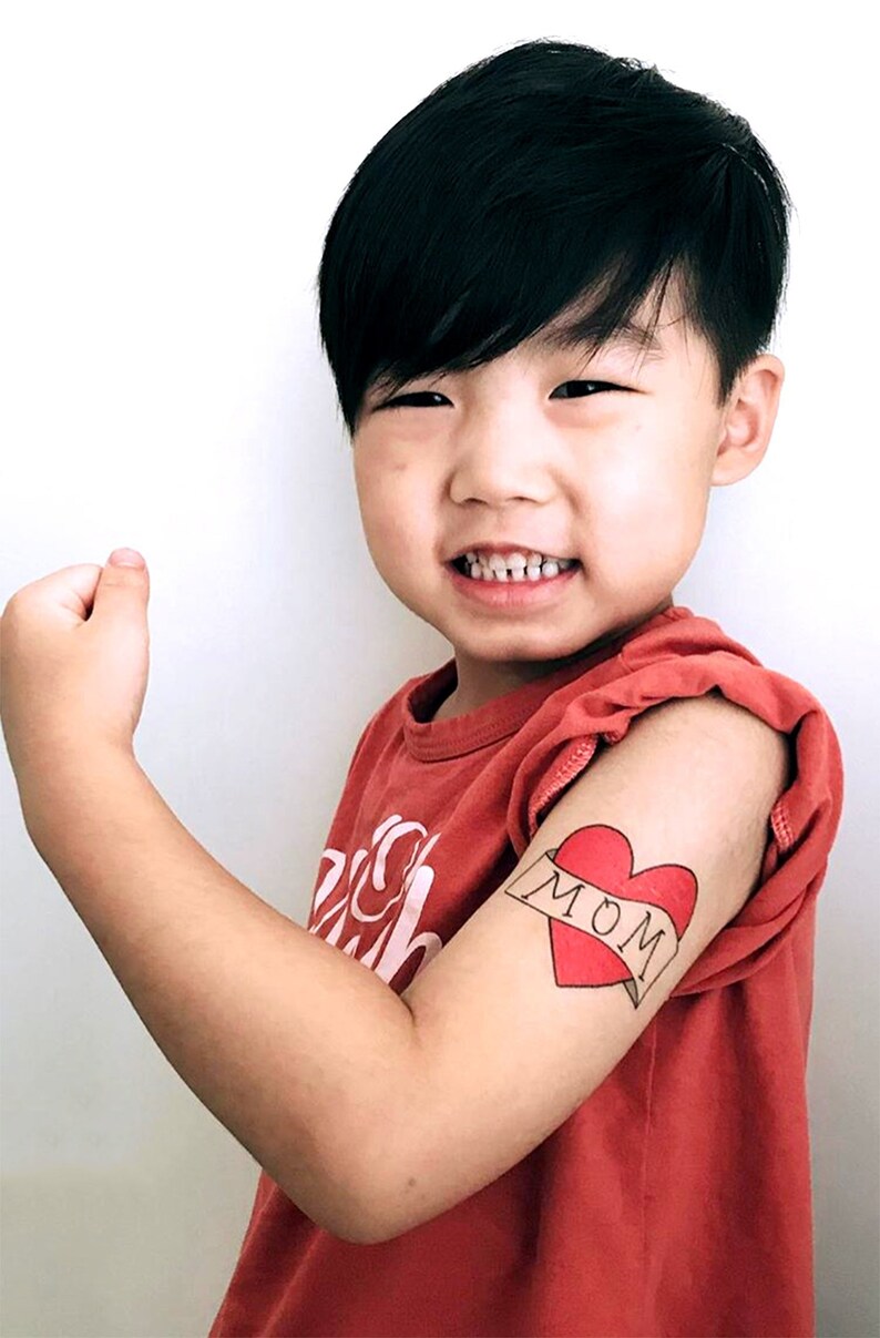 Christmas Gift Mom Heart Tattoo Temporary Tattoo For Boys Etsy