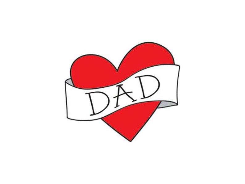funny father's day gift for him, gift for dad from daughter, dad heart temporary tattoo, photoshoot prop, red heart tattoo for kids image 3