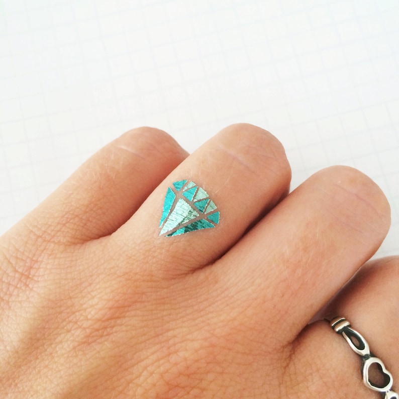 diamond tattoos mother's day gift pastel gem temporary image 0