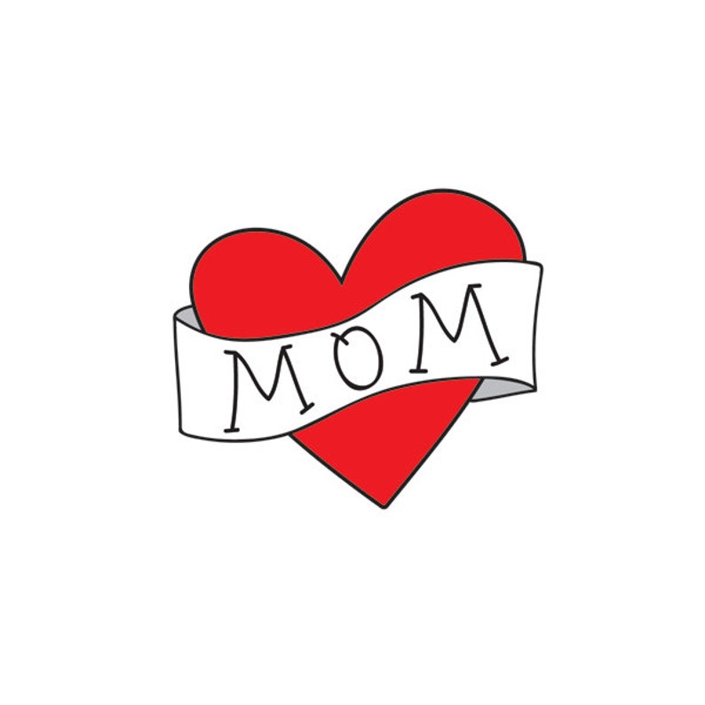 mothers day gift for mom, temporary tattoo for girls, mom heart tattoo, gift for her, kids fake tattoo, red heart mum tattoo for children image 3