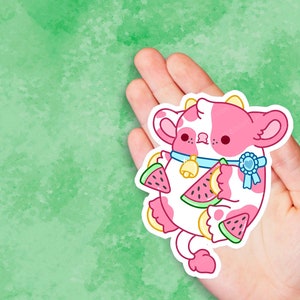 Sorbet the Watermelon Cow Nugget - Cute Kawaii Vinyl Sticker | Laptop Sticker |  Water bottle Sticker | Waterproof Sticker Decal | Gift