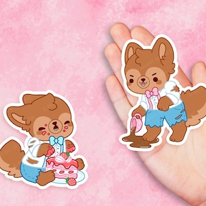 Tea Party Werewolves - Cute Kawaii Werewolf Cottagecore Horror Vinyl Sticker | Laptop Sticker |  Water bottle Sticker | Gift