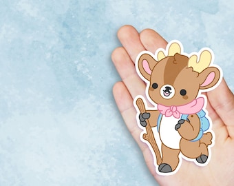 Hiking Deer - Cute Kawaii Vinyl Sticker | Laptop Sticker |  Water bottle Sticker | Waterproof Sticker Decal | Gift