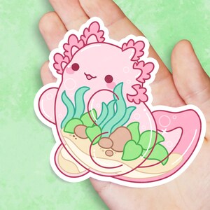 Axolotl Aquarium - Cute Kawaii Vinyl Plant Sticker | Laptop Sticker |  Water bottle Sticker | Waterproof Decal | Gift