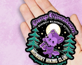 Camp Moonbeam Werewolf Hiking Club - Cute Kawaii Vinyl Sticker | Laptop Sticker |  Water bottle Sticker | Waterproof Sticker Decal | Gift