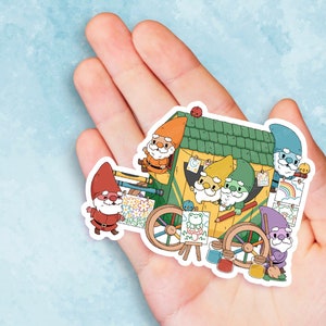 Color Gnome Art Cart - Cute Kawaii Vinyl Sticker | Laptop Sticker |  Water bottle Sticker | Waterproof Sticker Decal | Gift