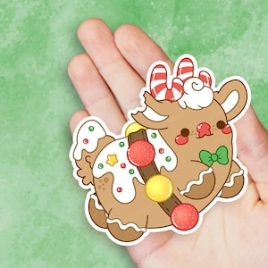 Gingerbread Rudolph - Cute Kawaii Vinyl Sticker | Laptop Sticker |  Water bottle Sticker | Waterproof Sticker Decal | Gift