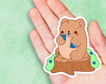 Blueberry Bear - Cute Kawaii Vinyl Sticker | Laptop Sticker |  Water bottle Sticker | Gift