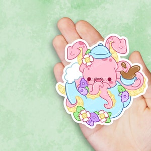 Teapot Kraken - Cute Kawaii Vinyl Sticker | Laptop Sticker |  Water bottle Sticker | Waterproof Sticker Decal | Gift