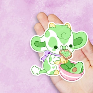 Guacamole the Avocado Cow- Cute Kawaii Vinyl Sticker | Laptop Sticker |  Water bottle Sticker | Waterproof Sticker Decal | Gift