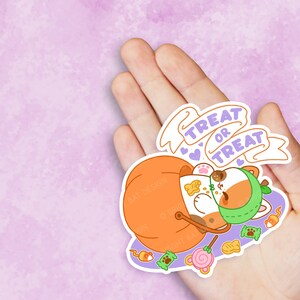 Trick or Treat Cat - Cute Kawaii Vinyl Sticker | Laptop Sticker |  Water bottle Sticker | Waterproof Sticker Decal | Gift