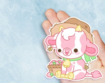 Shortcake the Strawberry Cow - Cute Kawaii Vinyl Sticker | Laptop Sticker |  Water bottle Sticker | Waterproof Sticker Decal | Gift