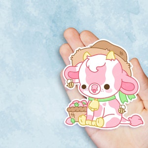 Shortcake the Strawberry Cow - Cute Kawaii Vinyl Sticker | Laptop Sticker |  Water bottle Sticker | Waterproof Sticker Decal | Gift