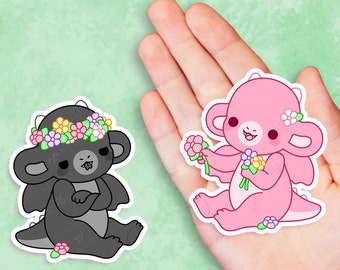 Flower Dragons  - Cute Kawaii Vinyl Sticker | Laptop Sticker |  Water bottle Sticker | Waterproof Sticker Decal | Gift