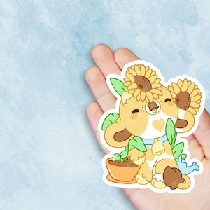 Sprout the Sunflower Cow - Cute Kawaii Vinyl Sticker | Laptop Sticker |  Water bottle Sticker | Waterproof Sticker Decal | Gift