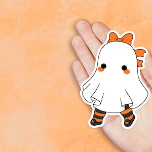 Vintage Halloween Ghost - Cute Kawaii Vinyl Sticker | Laptop Sticker |  Water bottle Sticker | Waterproof Sticker Decal | Gift