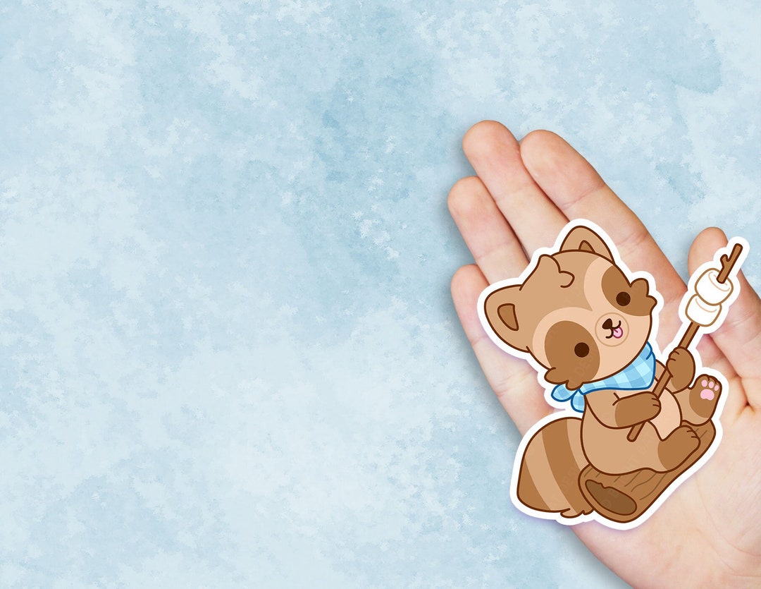Mallow The Rascal Stickers Marshmallow Raccoon - Cute Kawaii Vinyl Sticker | Laptop Sticker ...