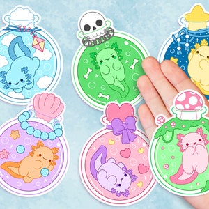 Bottle Lotl Kawaii Axolotl Vinyl Sticker Set