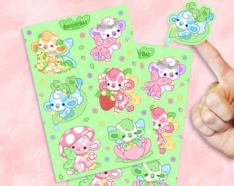Fairy Cows Sticker Sheets - 2 Pack |  Kawaii Cute Plant Stickers Kiss-cut Journal Planner Stickers | Gift