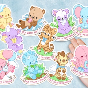 Self Care Plushie Pals (Series 2) Full Sticker Set |  Kawaii Cute Vinyl Diecut Waterbottle Laptop Stickers