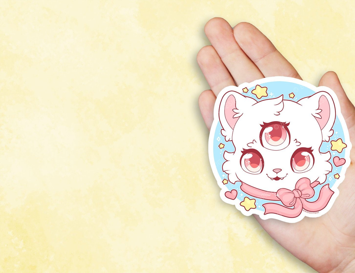 Kawaii Magical 3 Eyed Cat Vinyl Sticker
